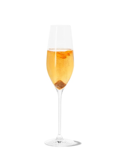 classic champagne cocktail against white background