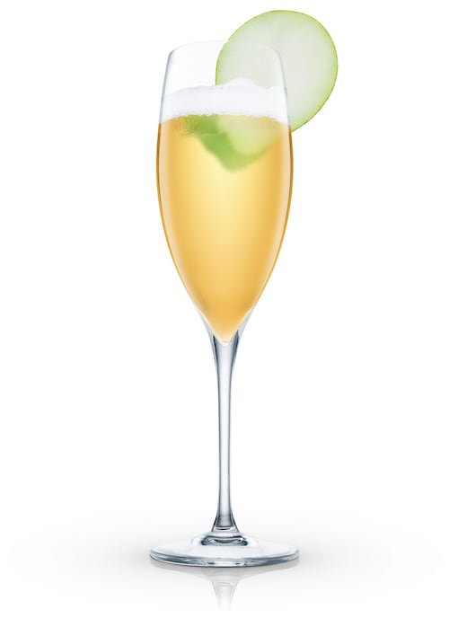 pear and eldeberry fizz against white background