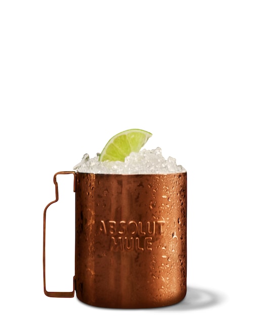 absolut apple juice mule  against white background