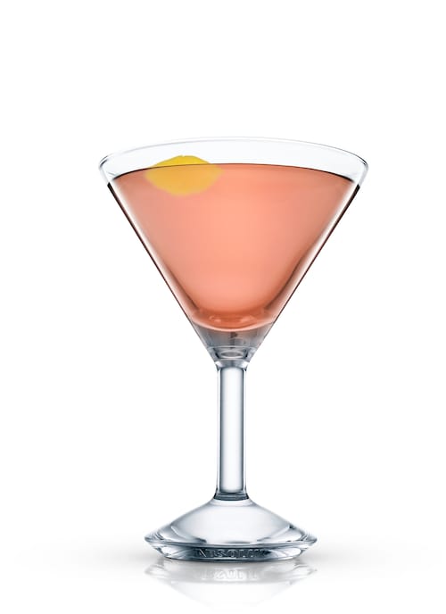 apricot cocktail against white background