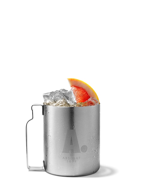 absolut ruby mule against white background