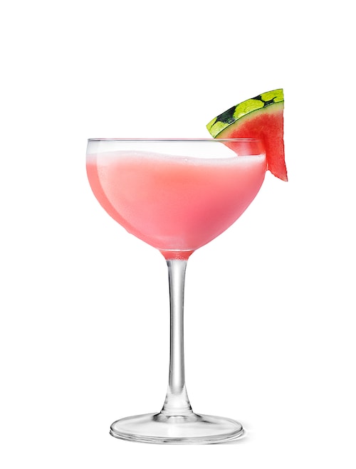watermelon vodka cocktail against white background