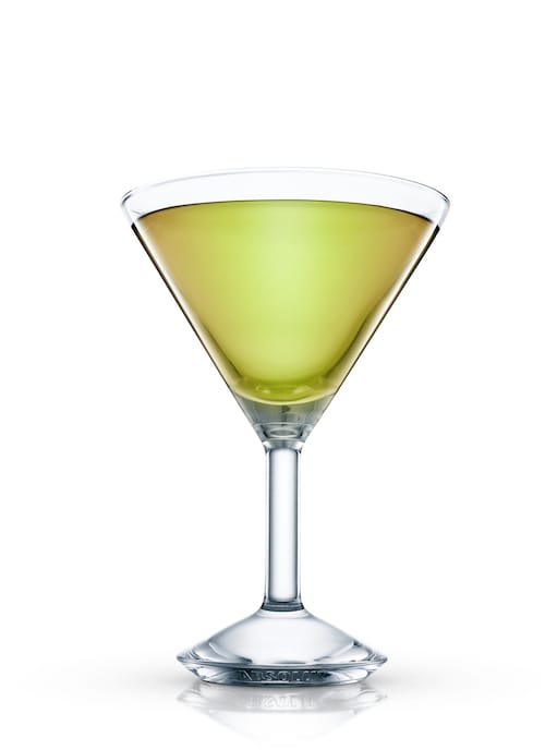 green tea martini against white background