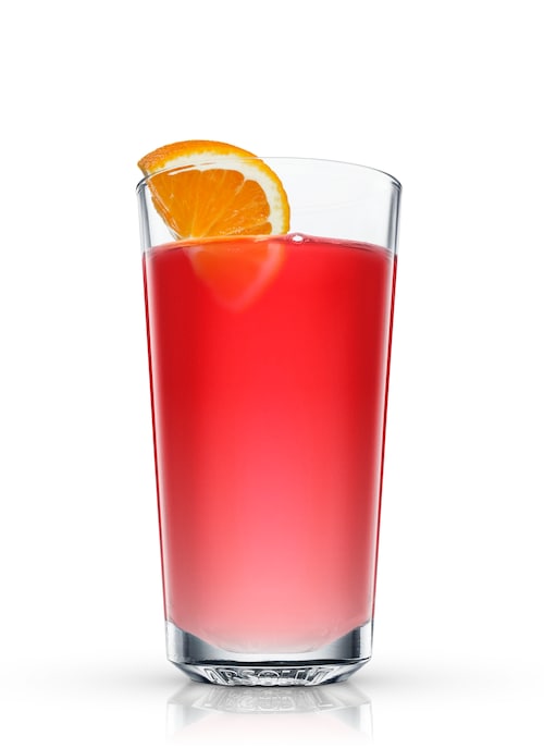 orange vodka cocktail against white background
