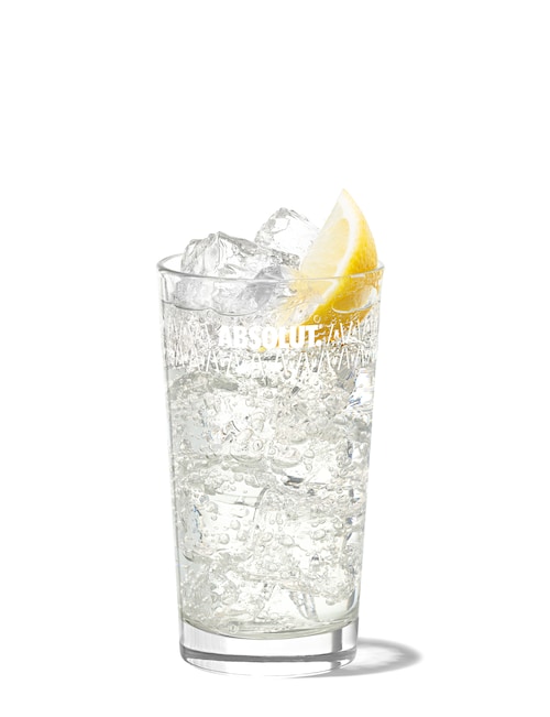 gin and tonic against white background