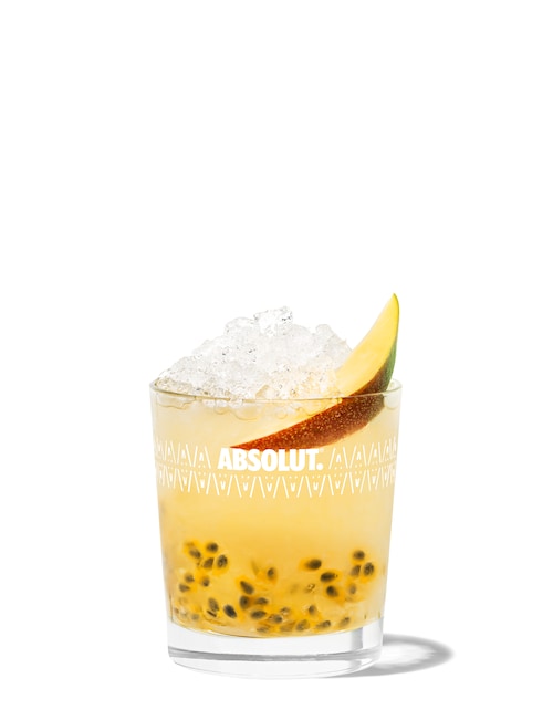 absolut mango passion  against white background